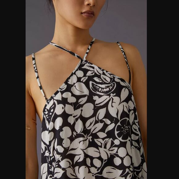 Anthropologie Sheer Black White Midi Dress - New - Medium - Picture 4 of 5